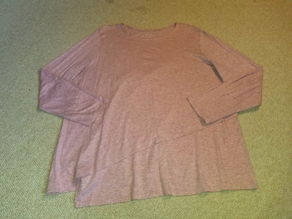 Womens Top-PURE JILL-J.JILL-pink marled stretch "Layered Asymmetric Tee" ls-XL